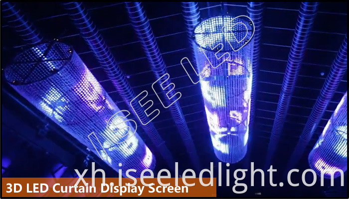 3D led curtain display screen with 2cm led bead light
